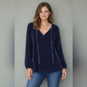 Dylan Soft Velvet Peasant Style Tunic Top